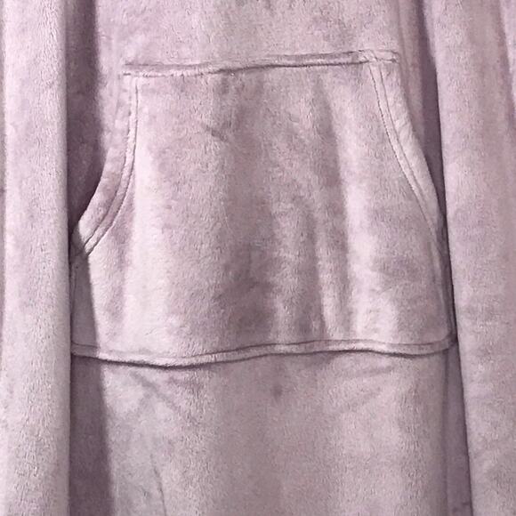 32 Degrees Hooded Lounger Kimono Fleece Velour Lavender Pearl Gown Pocket L/XL - Picture 7 of 10